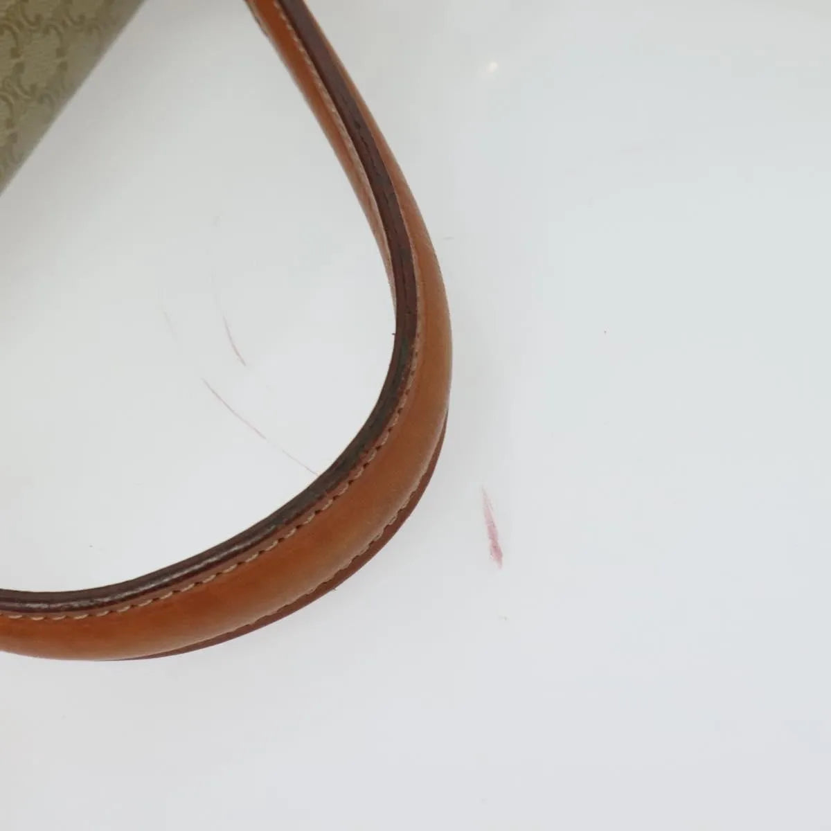 Celine Vintage Convertible Top Handle Macadam Coated Canvas, Beige, Canvas, Handbag