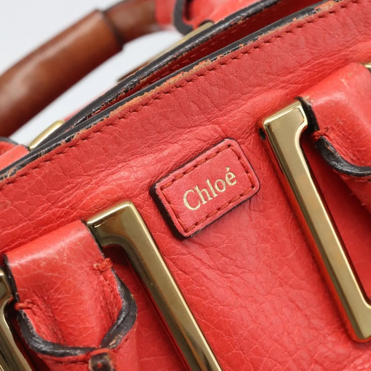 Chloe Ethel Leather, Red, Leather, Handbag