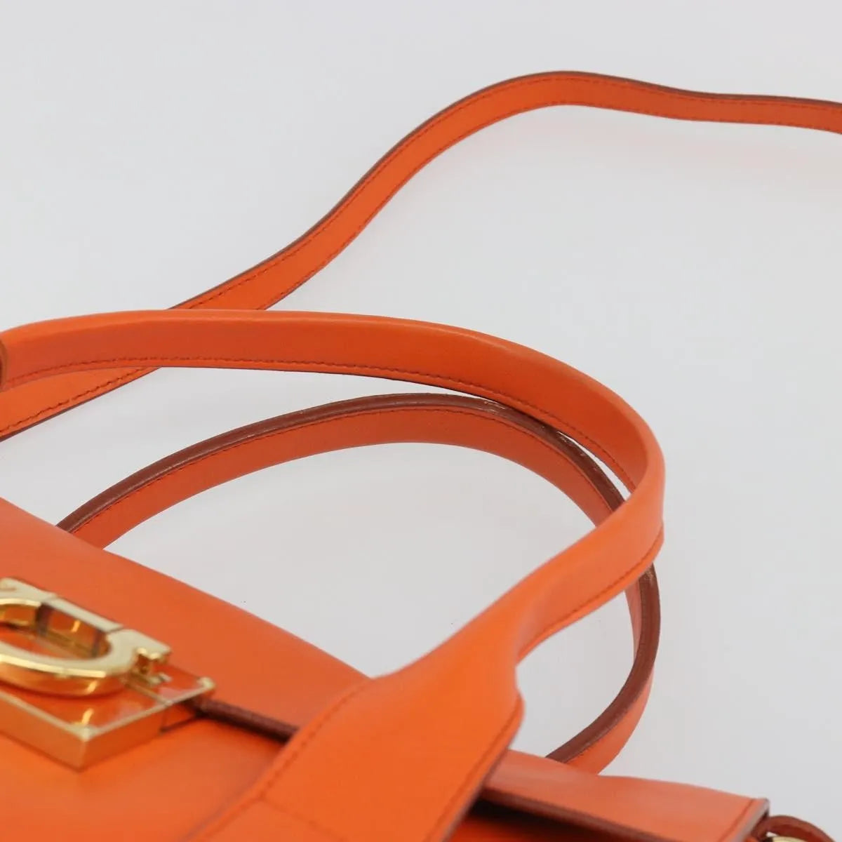 Salvatore Ferragamo Sookie Satchel Leather, Orange, Leather, Handbag