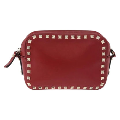 Valentino Garavani Rockstud Camera Leather, Red, Leather, Shoulder Bag