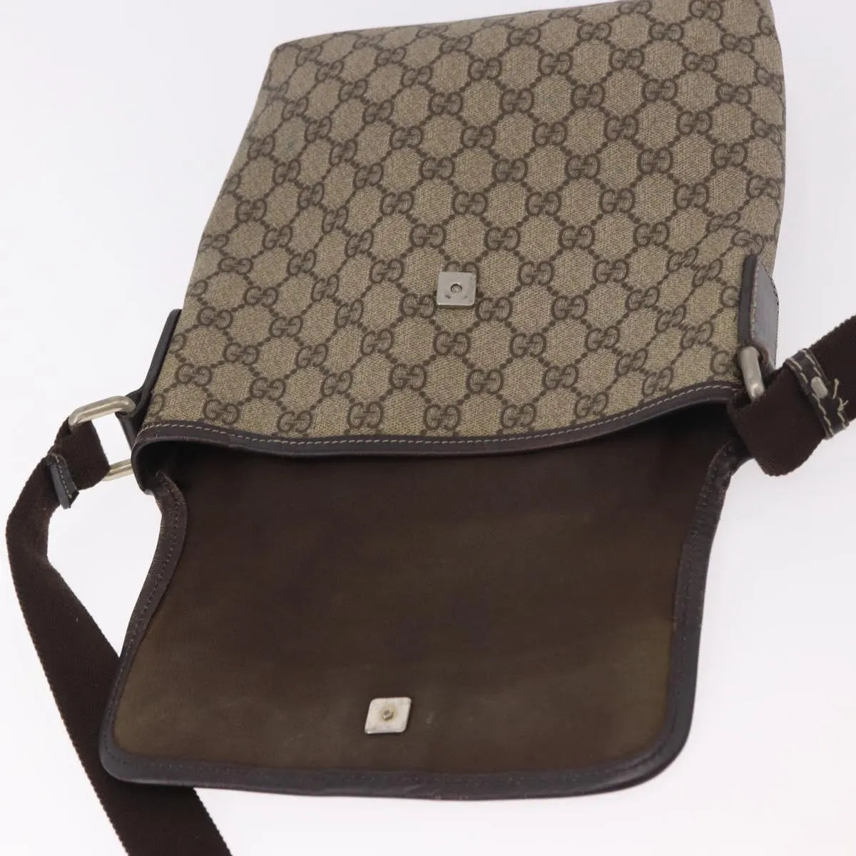 Gucci Flap Messenger GG Coated Canvas, Beige, Canvas, Shoulder Bag