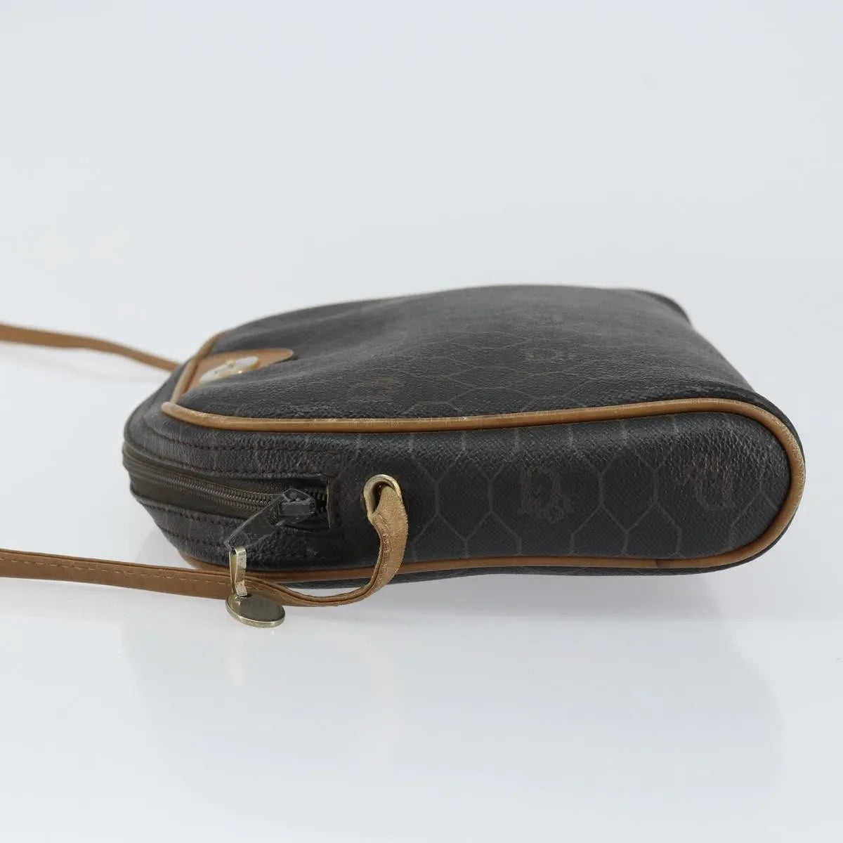 Christian Dior Vintage Honeycomb Canvas and Leather, Black, Canvas, Shoulder Bag