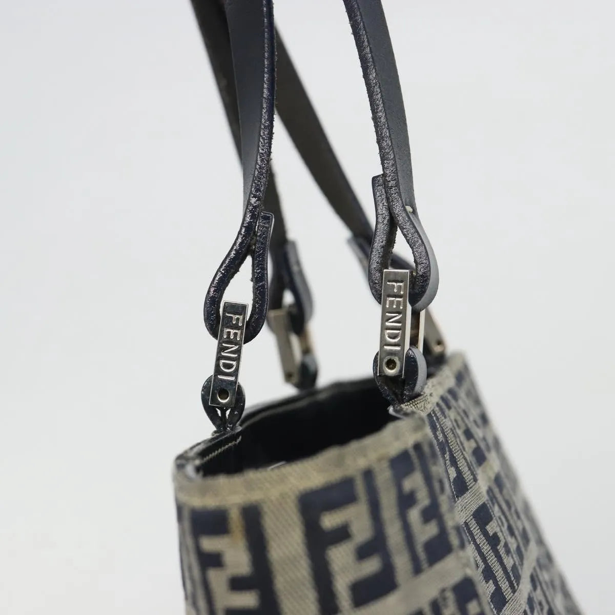Fendi Vintage Tote Zucchino Canvas, Navy, Canvas, Tote Bag
