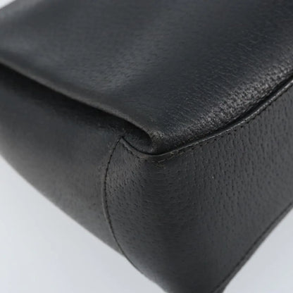 Gucci Vintage Convertible Bamboo Box Leather, Black, Leather, Handbag