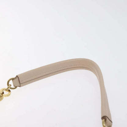 Salvatore Ferragamo Gancini Chain Leather, Beige, Leather, Shoulder Bag