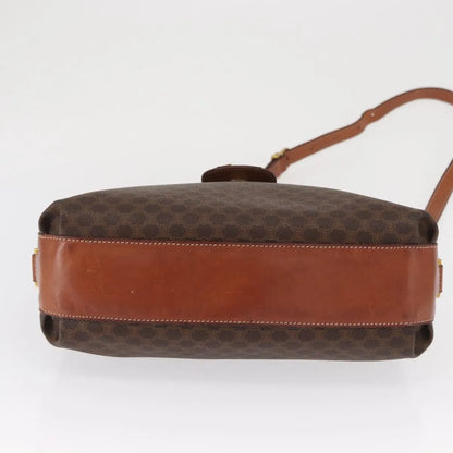 Celine Vintage Macadam Canvas and Leather, Brown, Canvas, Shoulder Bag