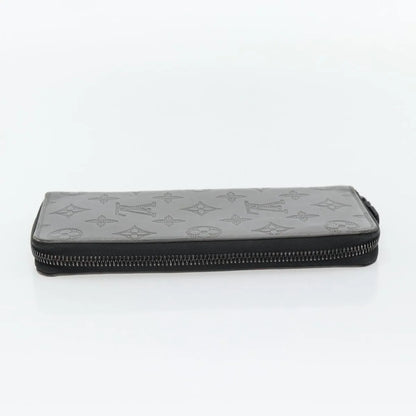 Louis Vuitton Zippy Wallet Vertical Monogram Shadow Leather, Gray, Canvas, Wallet