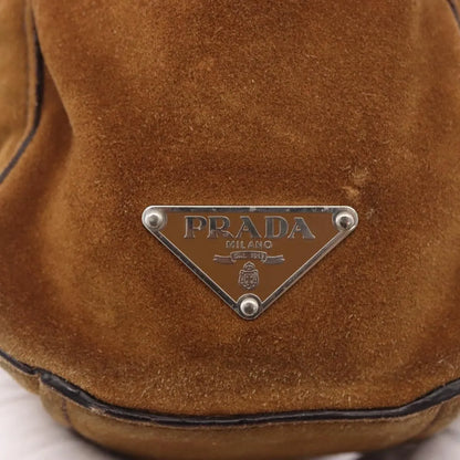 Prada Pushlock Tote Suede, Brown, Suede, Handbag