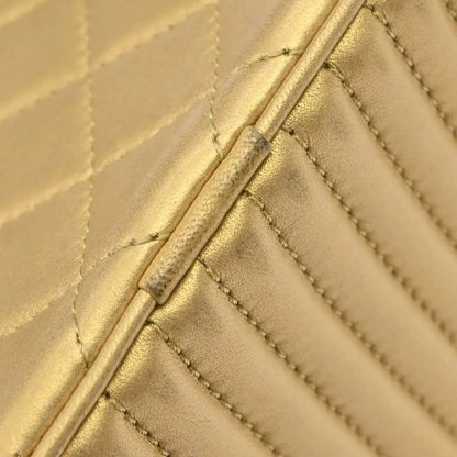 Chanel Coco Boy Camera Quilted Leather, Gold, Leather, Shoulder Bag