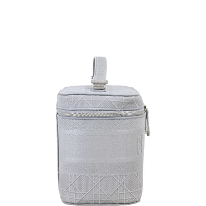 Christian Dior Diortravel Vanity Embroidered Cannage, Gray, Cotton, Toiletry Case