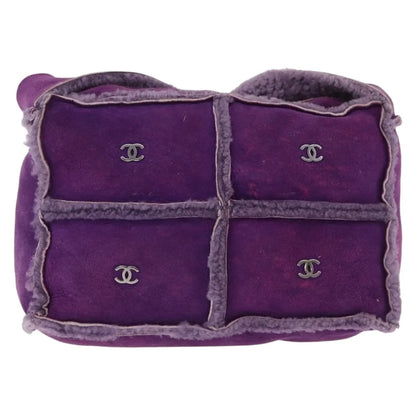 Chanel CC Logo Shearling and Suede, Purple, Suede, Shoulder Bag