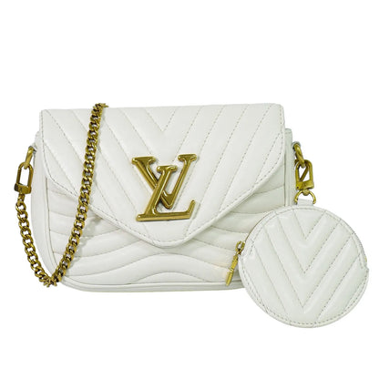 Louis Vuitton New Wave Multi Pochette Quilted Leather, White, Leather, Shoulder Bag