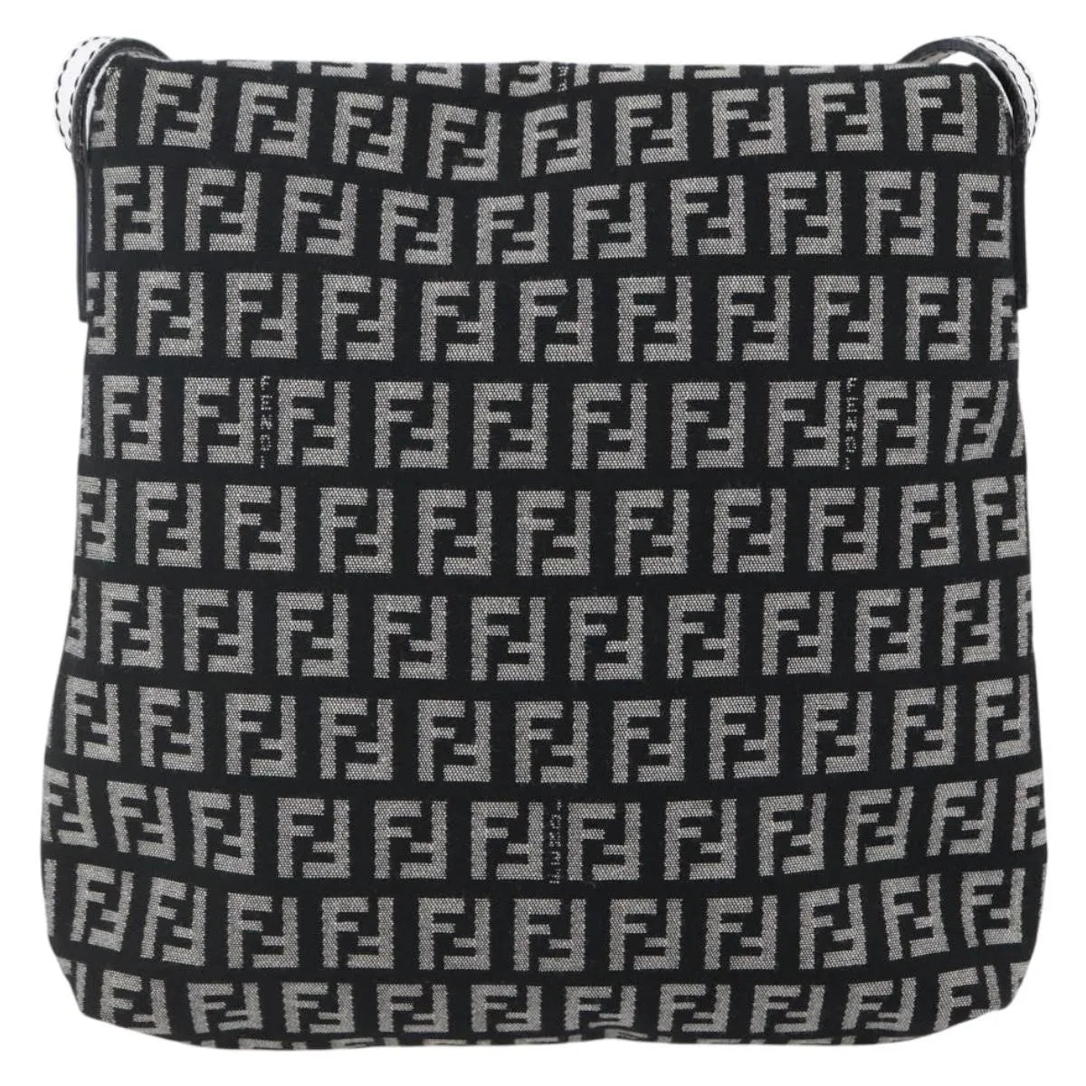 Fendi Vintage Flap Zucchino Canvas, Black, Canvas, Shoulder Bag