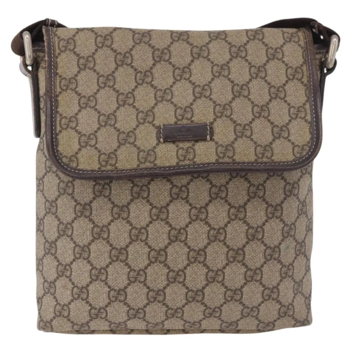 Gucci Flap Messenger GG Coated Canvas, Beige, Canvas, Shoulder Bag