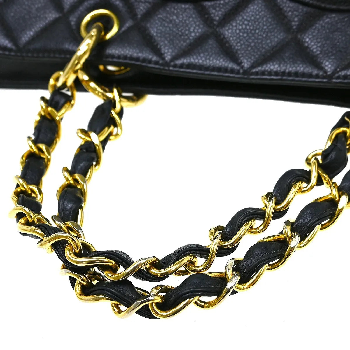 Chanel Vintage Grand Shopping Tote Quilted Caviar, Black, Leather, Tote Bag