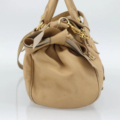 Miu Miu Convertible Satchel Leather, Beige, Leather, Handbag