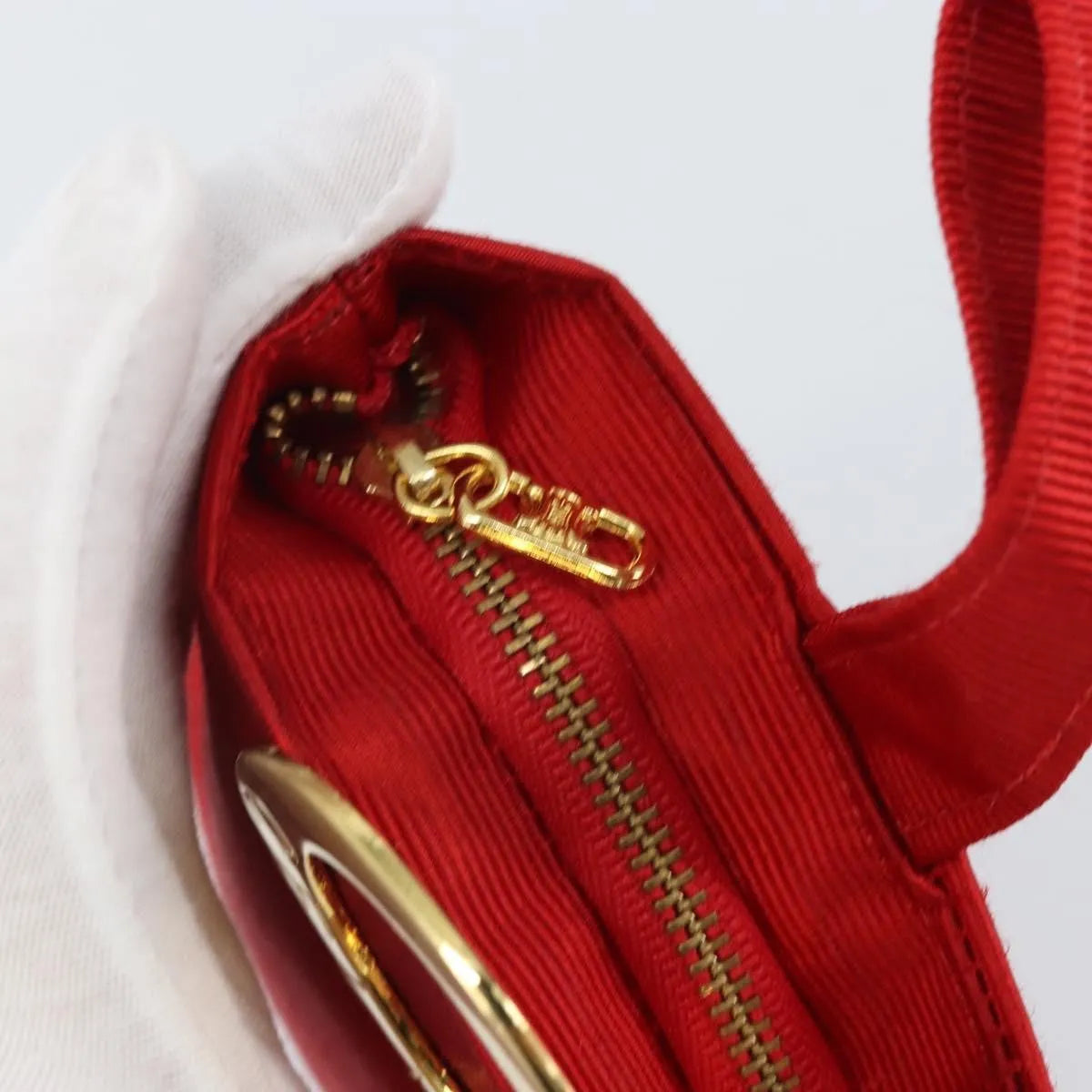Celine Circle Logo Nylon, Red, Nylon, Clutch
