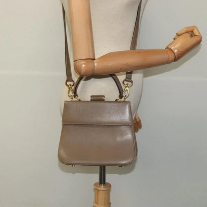 Salvatore Ferragamo Gancini Leather, Brown, Leather, Handbag
