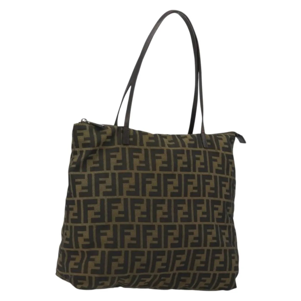 Fendi Zucca Tote Canvas, Black, Canvas, Handbag