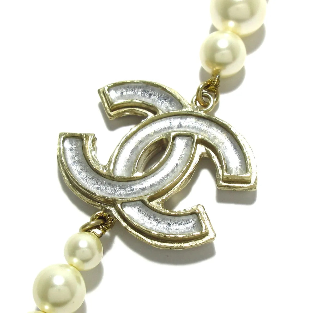 Chanel Collier chanel sautoir CC gold, Gold, Pearl, Necklace