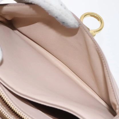 Salvatore Ferragamo Gancini Chain Leather, Beige, Leather, Shoulder Bag