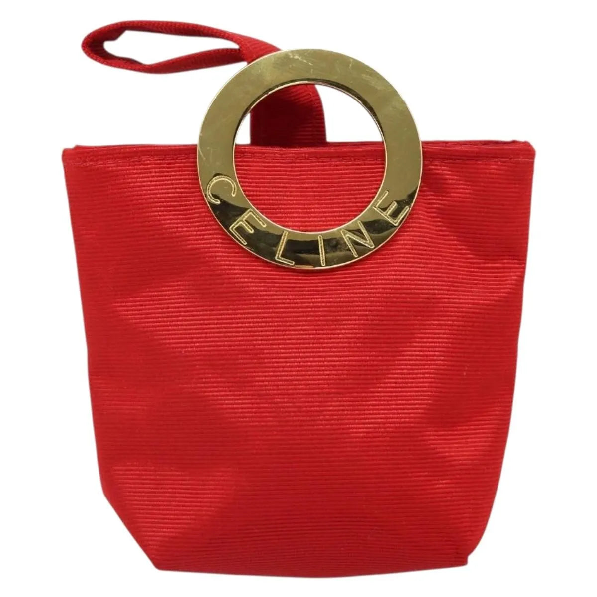 Celine Circle Logo Nylon, Red, Nylon, Clutch