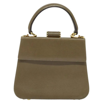 Salvatore Ferragamo Gancini Leather, Brown, Leather, Handbag