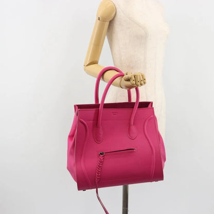Celine Luggage Smooth Leather, Pink, Leather, Tote Bag