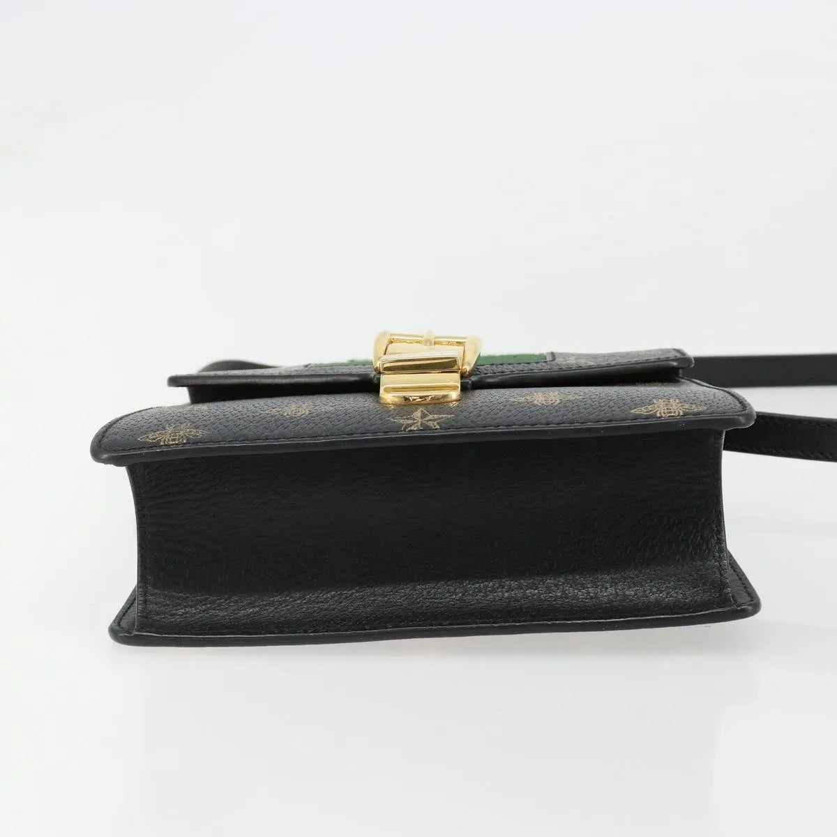 Gucci Sylvie Top Handle Printed Leather, Black, Leather, Handbag