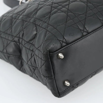Christian Dior Vintage Lady Dior Tote Cannage Quilt Lambskin, Black, Leather, Tote Bag