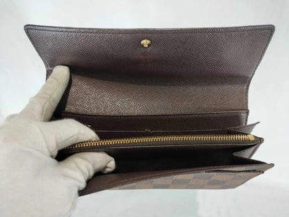 Louis Vuitton Portefeuille Sarah Damier, Brown, Canvas, Wallet
