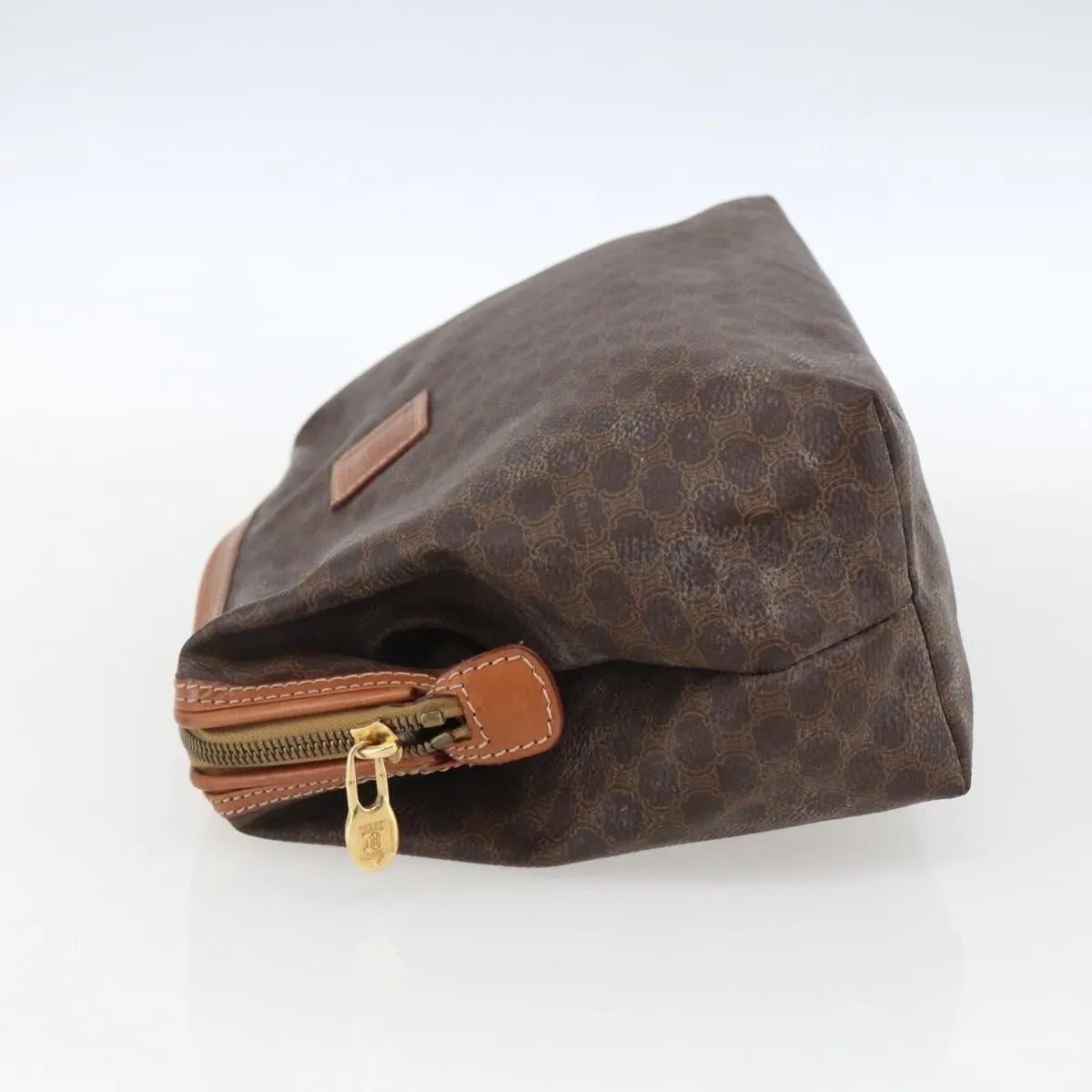Celine Macadam Pochette Canvas, Brown, Canvas, Clutch