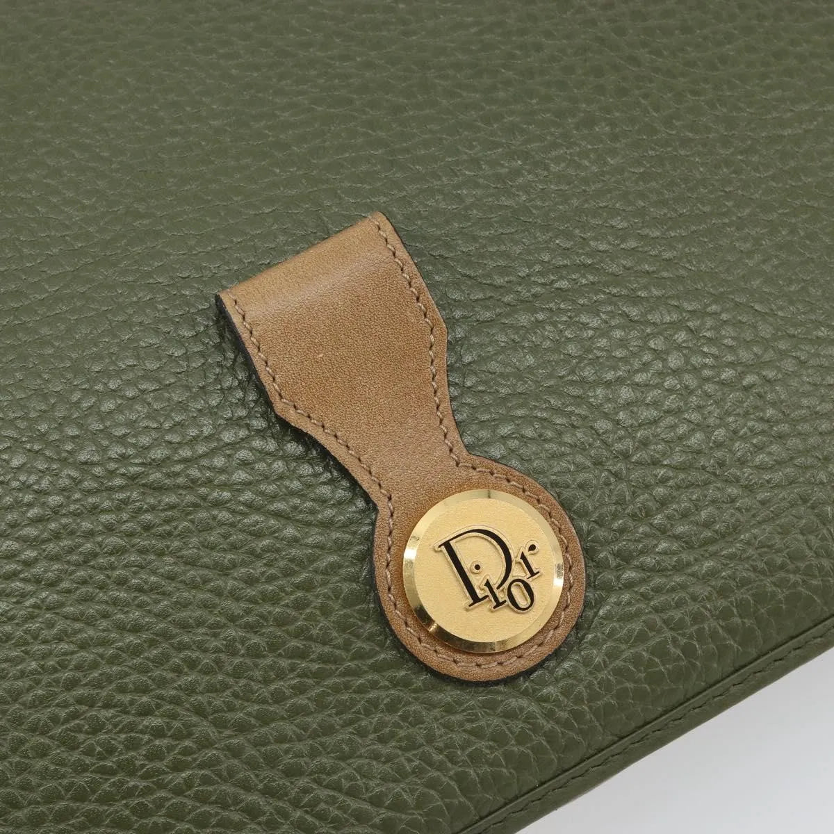 Christian Dior Vintage Chain Flap Leather, Green, Leather, Shoulder Bag