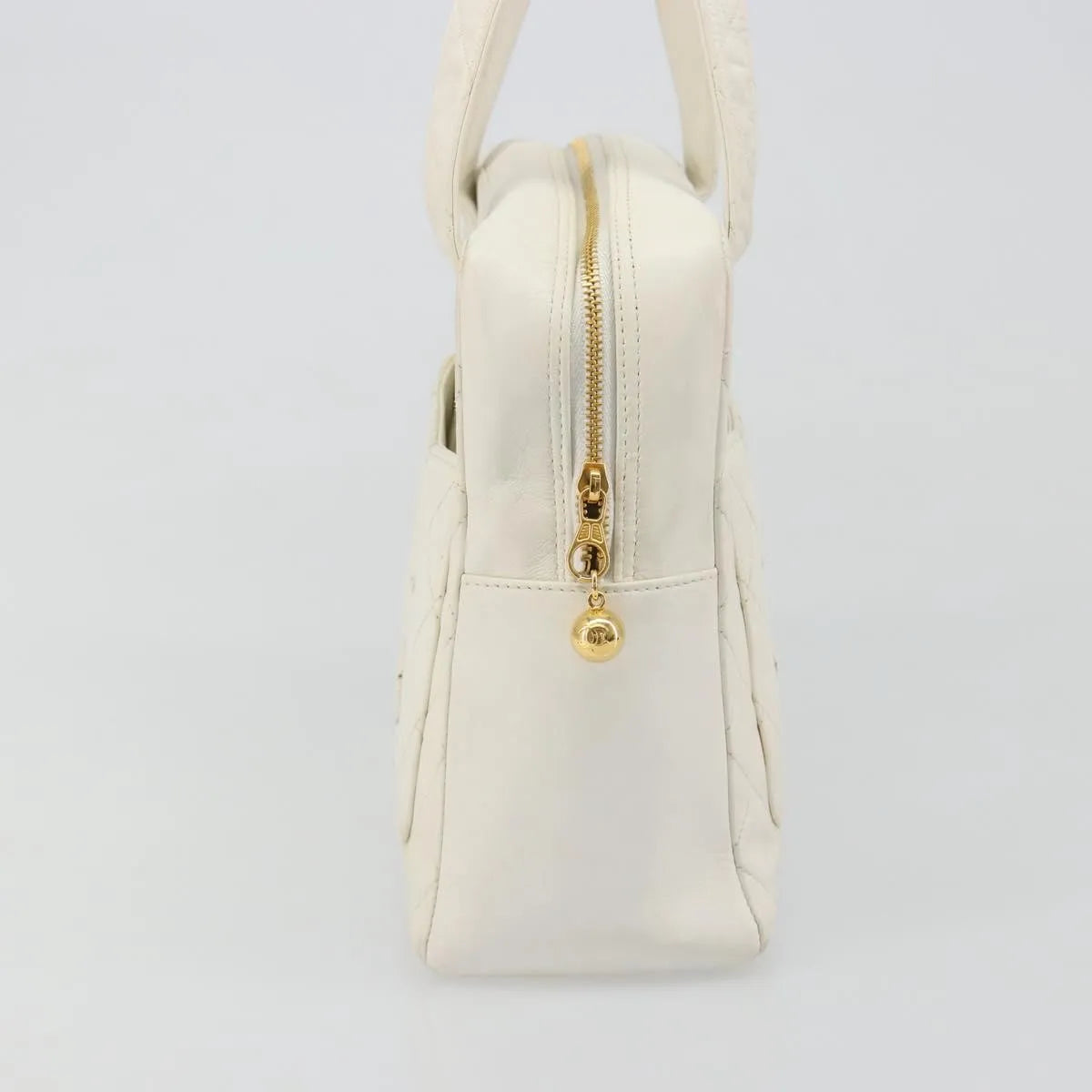Chanel CC handbag Leather, White, Canvas, Handbag