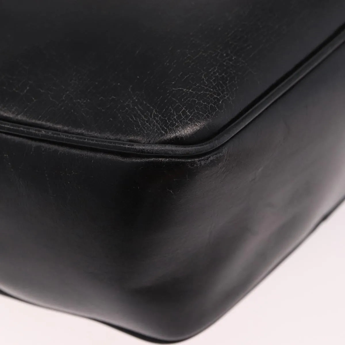 Celine Vintage Circle Logo Leather, Black, Leather, Shoulder Bag