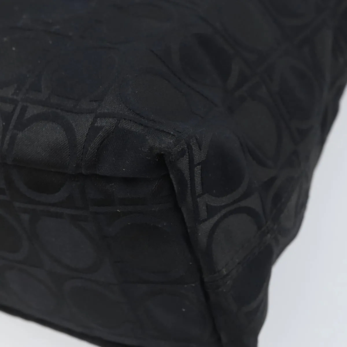 Salvatore Ferragamo Gancini Tote Gancini Canvas, Black, Nylon, Tote Bag