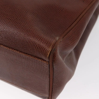 Salvatore Ferragamo Vintage Vara Bow Tote Lizard Embossed Leather, Brown, Leather, Tote Bag