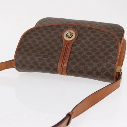 Celine Vintage Macadam Canvas and Leather, Brown, Canvas, Shoulder Bag