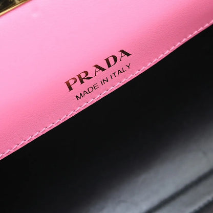 Prada Double Handle Satchel Vitello Daino, Pink, Leather, Handbag