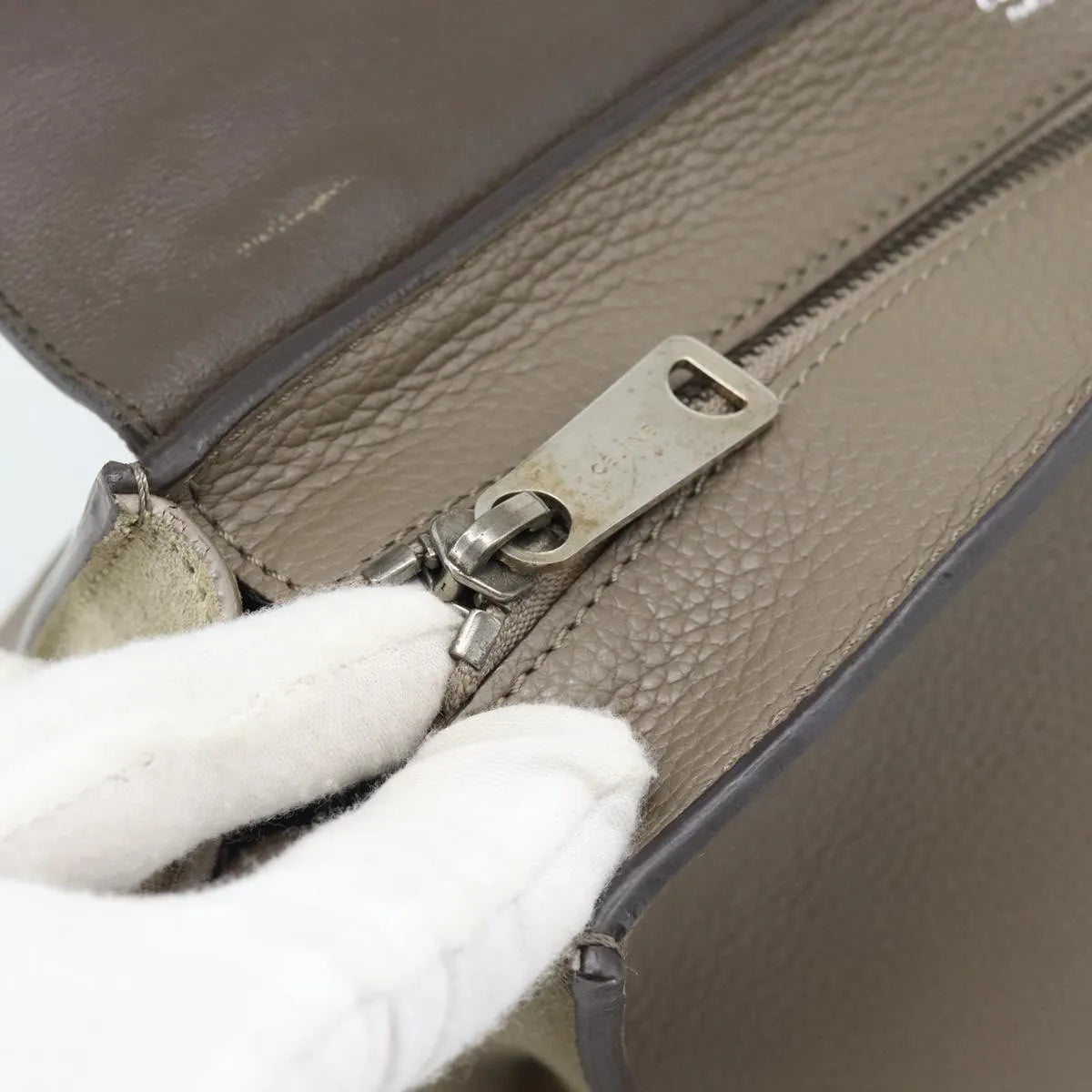 Celine Trapeze Leather with Suede, Gray, Leather, Handbag
