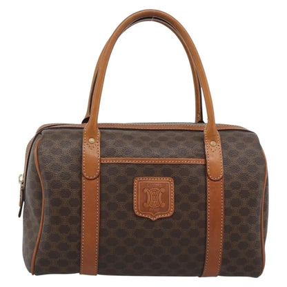 Celine boston Macadam Canvas, Brown, PVC, Travel Bag