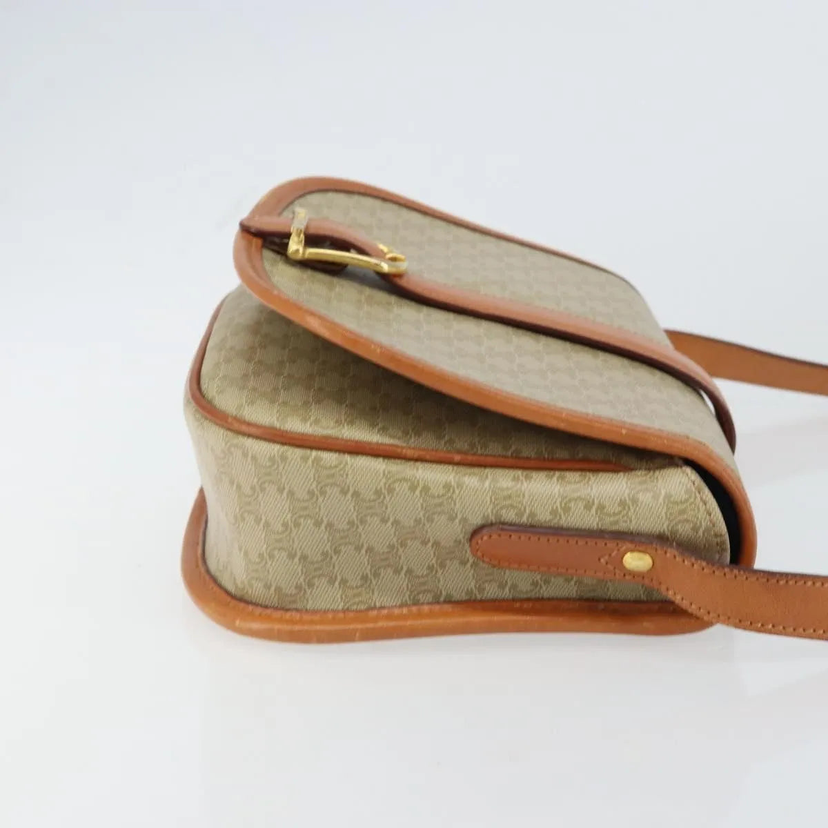 Celine Vintage Macadam Canvas and Leather, Beige, Canvas, Shoulder Bag
