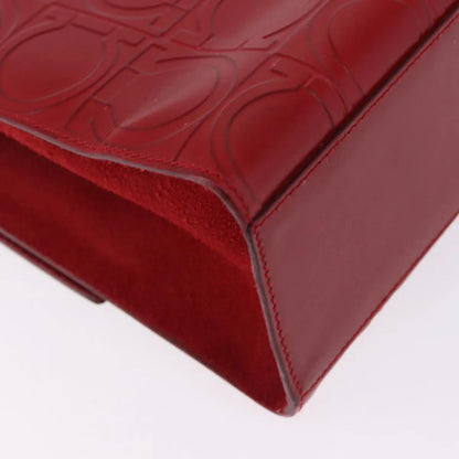 Salvatore Ferragamo Vintage Gancini Top Handle Embossed Leather, Red, Leather, Handbag