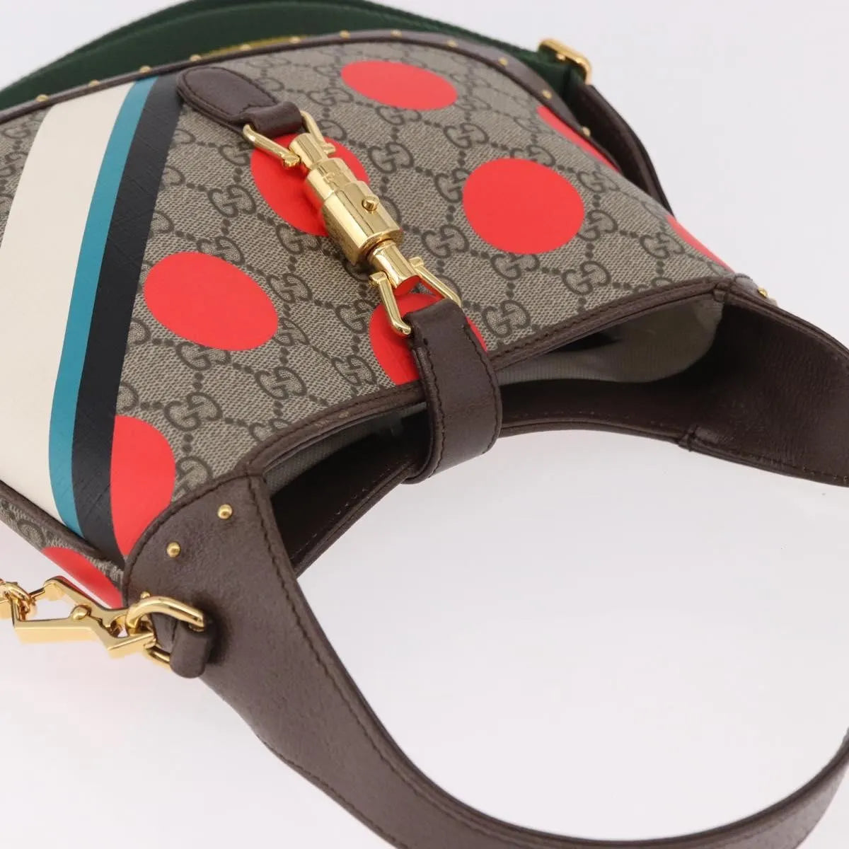 Gucci Jackie 1961 Hobo Studded Printed GG Coated Canvas, Beige, Canvas, Handbag