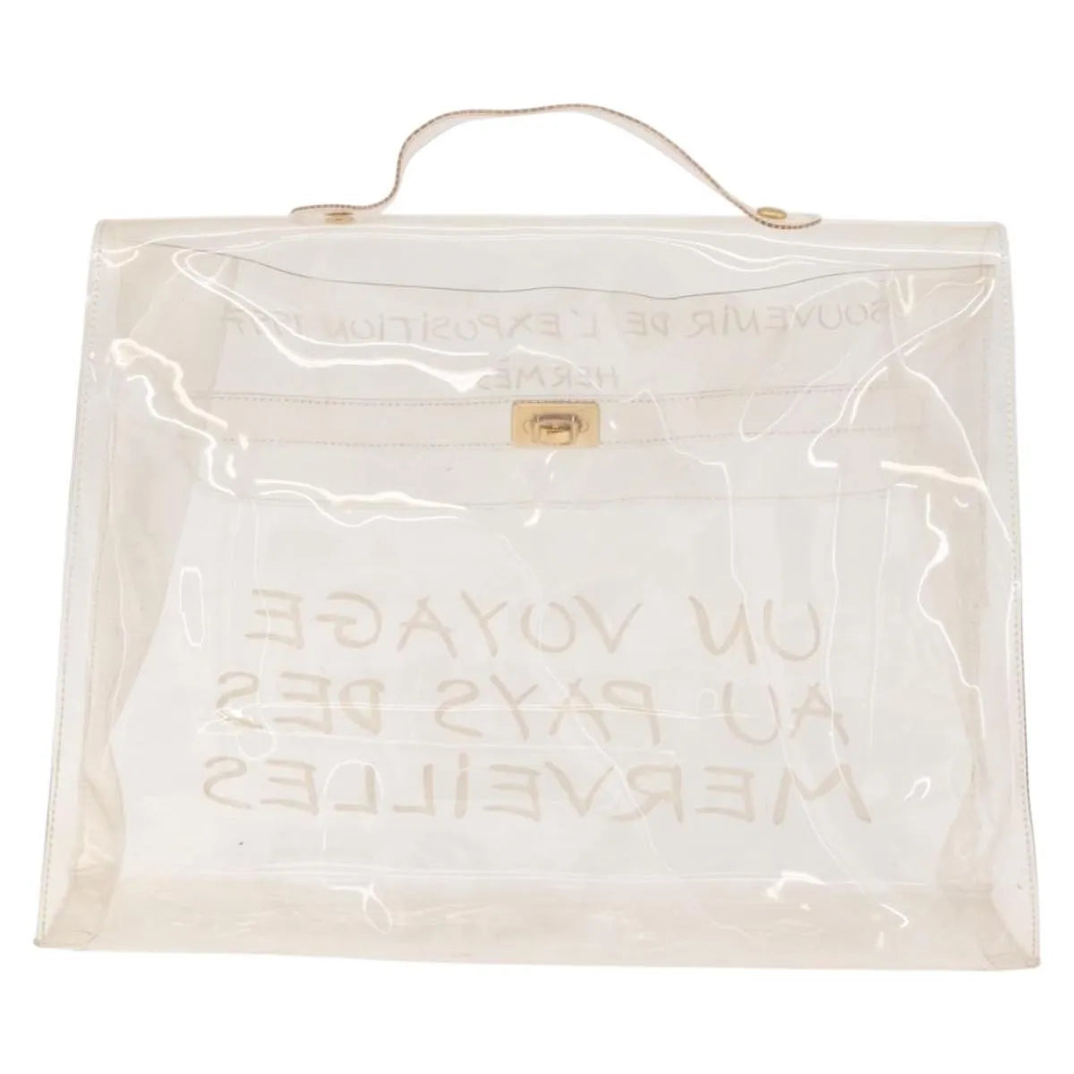 Hermes Kelly Vinyl, Clear, Plastic, Handbag