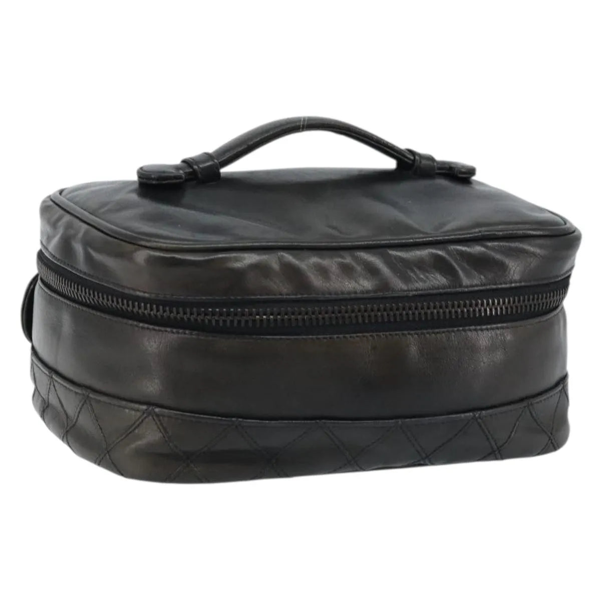 Chanel Vintage Cosmetic Case Lambskin, Black, Leather, Clutch