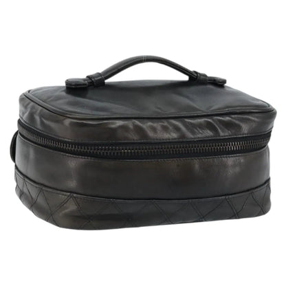 Chanel Vintage Cosmetic Case Lambskin, Black, Leather, Clutch