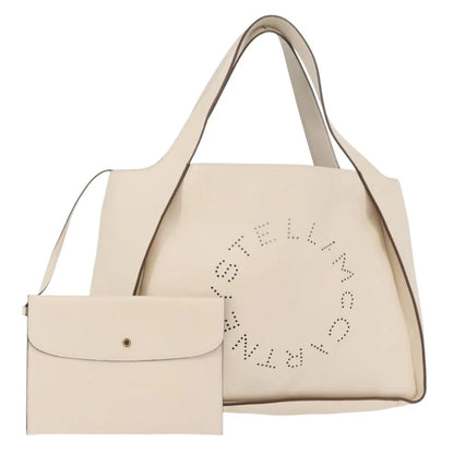 Stella McCartney Alter Tote Perforated Faux Leather, White, Synthetic, Tote Bag