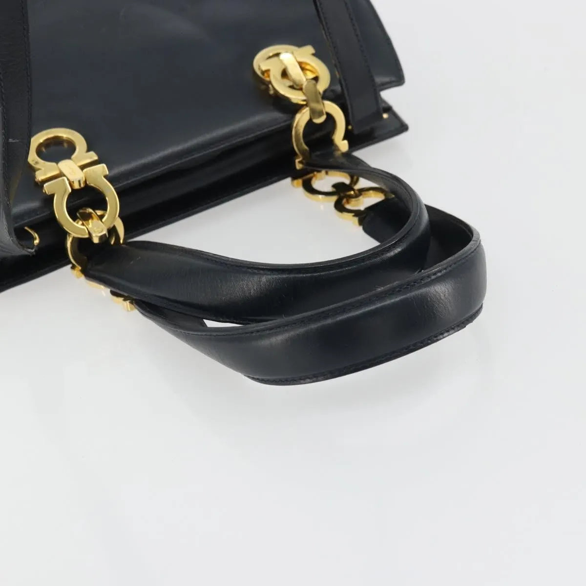 Salvatore Ferragamo Gancini Leather, Navy, Leather, Handbag