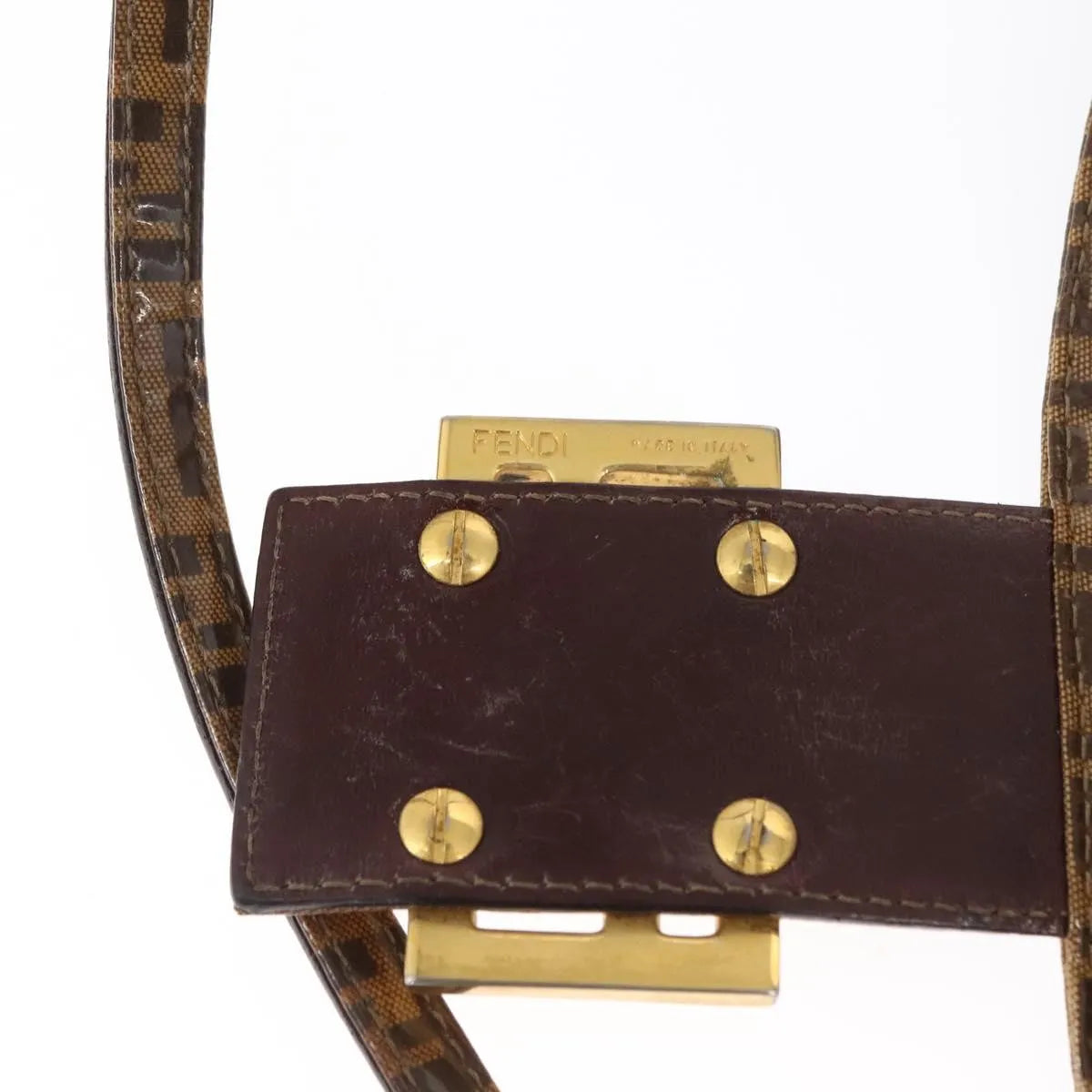 Fendi Mamma baguette Cuir verni, Brown, PVC, Shoulder Bag